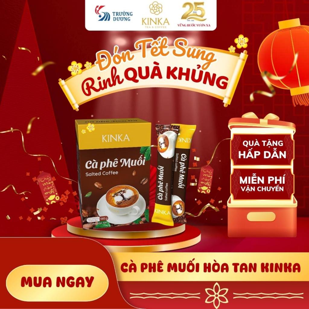 KINKA Cà phê đen đá 180g đậm đặc, chuẩn gu, cà phê hoà tan (10 gói x 18g)