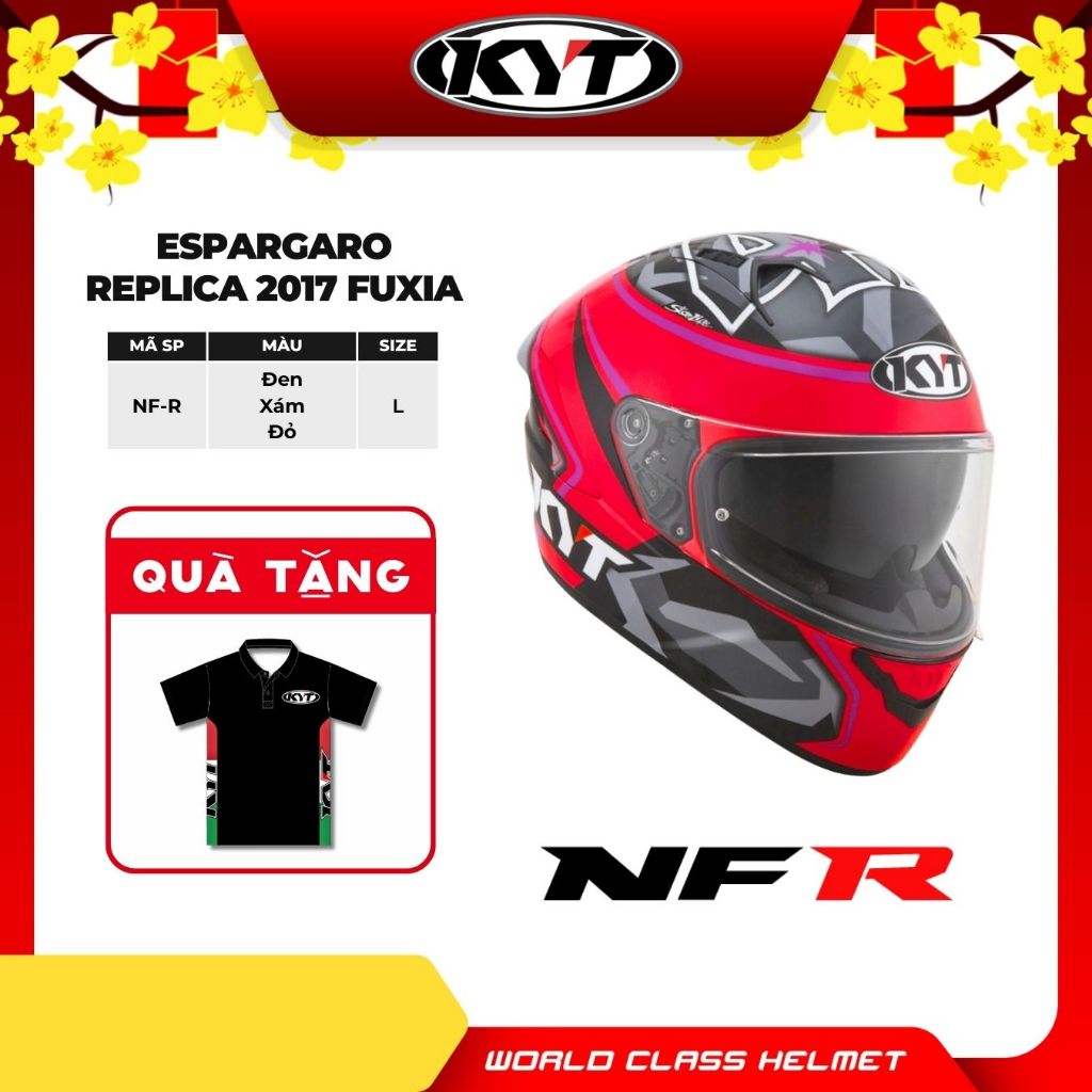 KYT - Mũ Bảo Hiểm Fullface - NFR ESPARGARO REPLICA 2017 FUXIA - An Toàn Cao Cấp, Bảo Vệ Khuôn Mặt