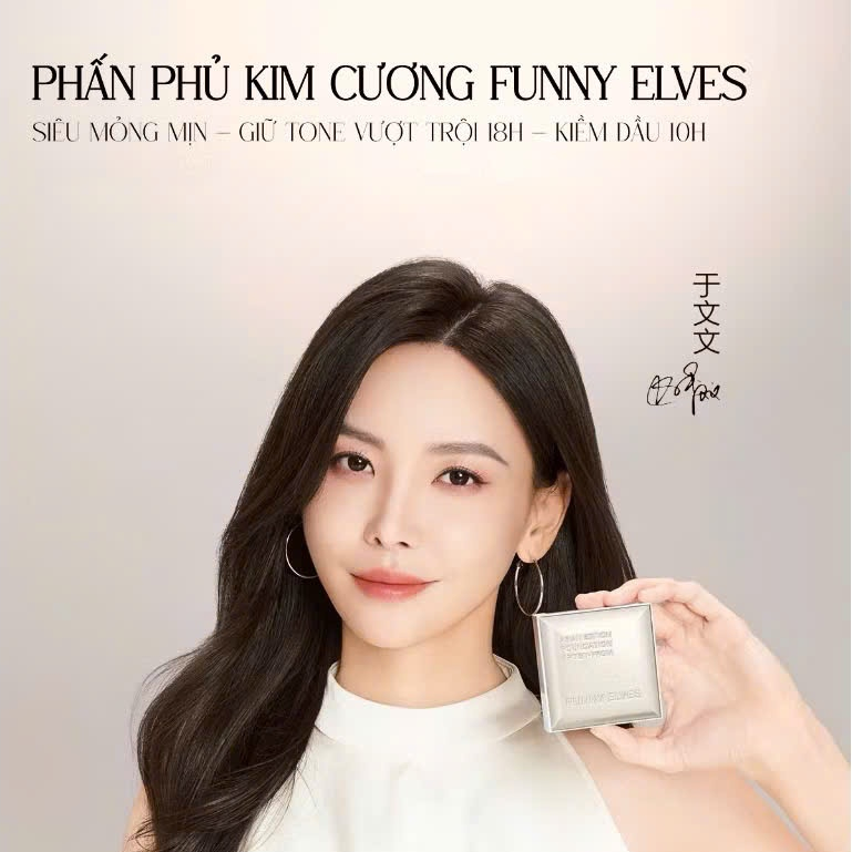 Phấn Phủ Nén Kim Cương Funny Elves Mỏng Mịn Kiềm Dầu