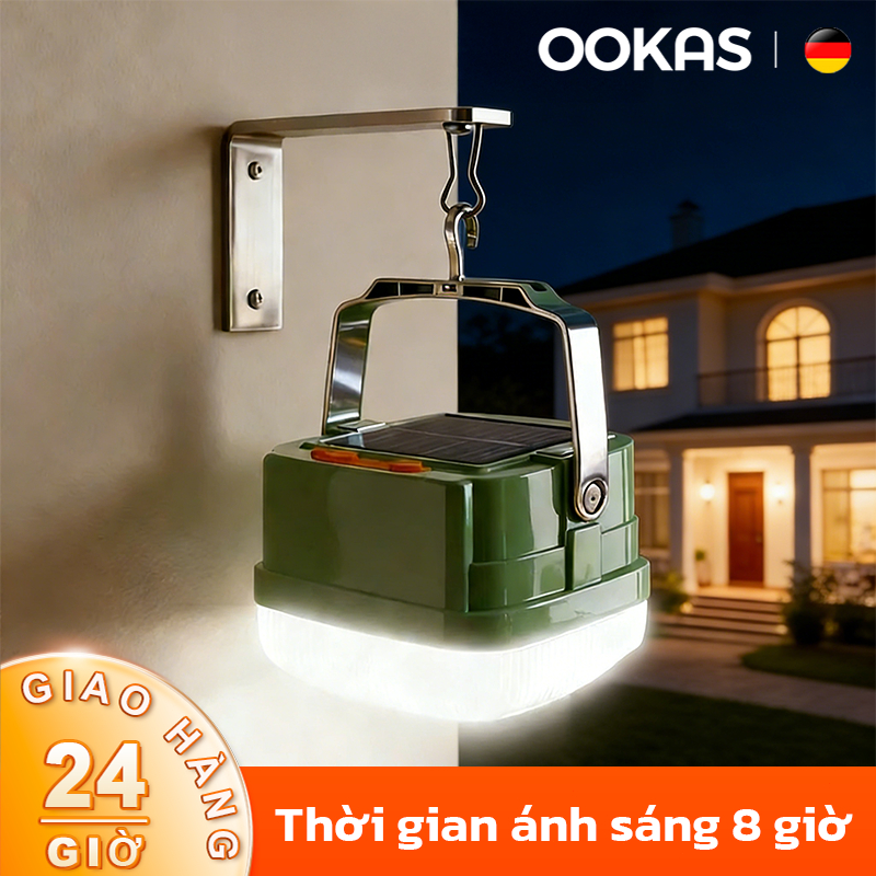 OOKAS Đèn LED Năng Lượng Mặt Trời Đa Năng Cầm Tay ,Bóng đèn tích điện,Đèn Camping Năng Lượng Mặt Trờ