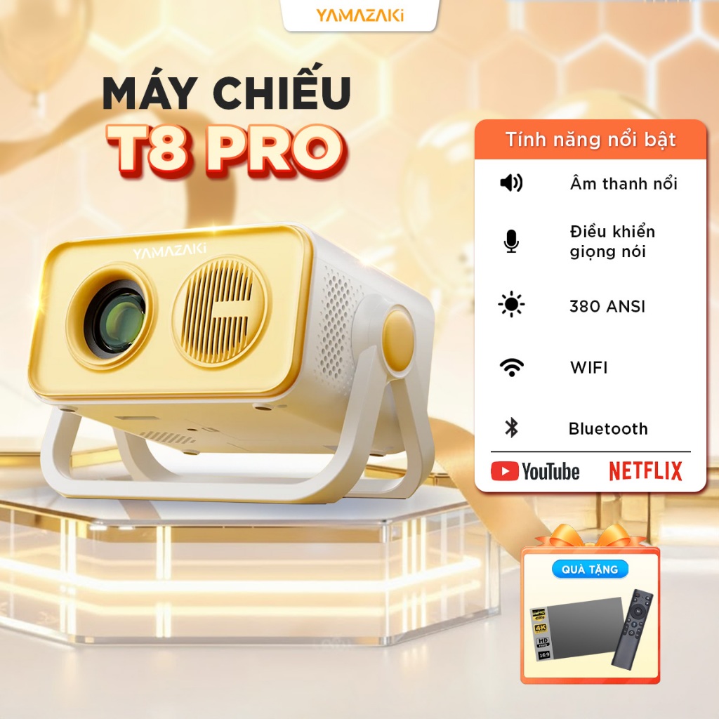 Máy chiếu Thông minh T8 PRO YAMAZAKi đã năng dành cho phòng ngủ, kết nối wifi, bluetooth xem phim
