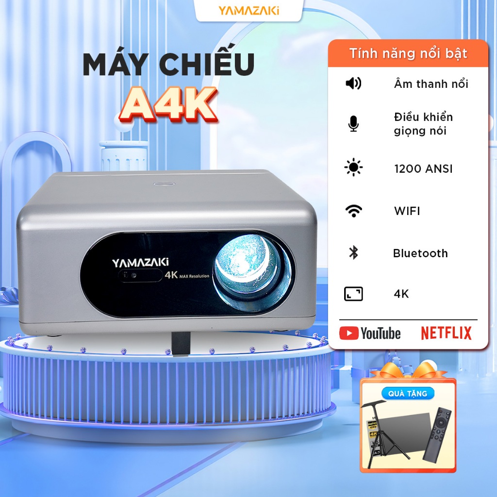 Máy chiếu Thông minh A4K YAMAZAKi hình ảnh FULL HD 4K, Âm thanh sống động, kết nối đa thiết bị