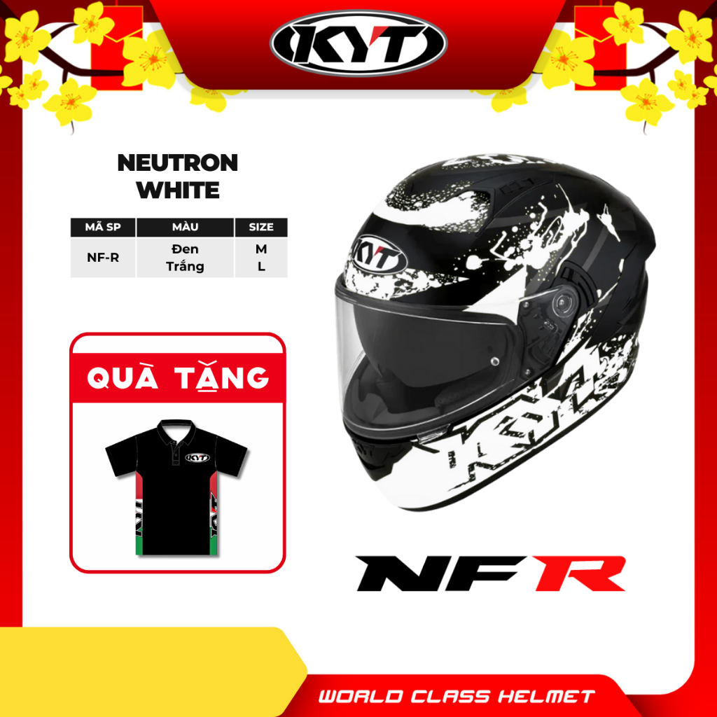 KYT - Mũ Bảo Hiểm Fullface - NFR NEUTRON WHITE - CHUẨN RACING, AN TOÀN KHUÔN MẶT