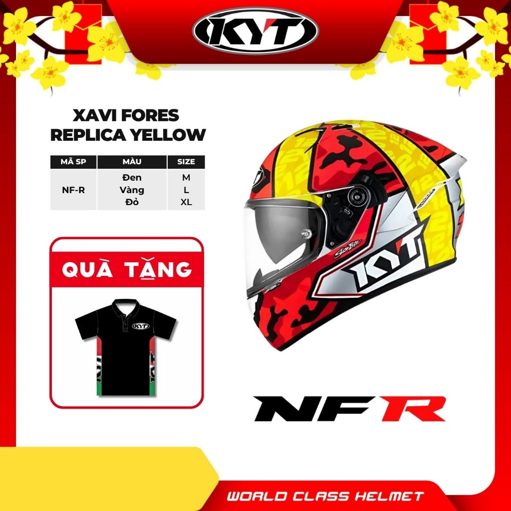 KYT - Mũ bảo hiểm Fullface - NFR XAVI FORES REPLICA YELLOW - Phong Cách Đỉnh Cao, An Toàn, Thoáng Kh