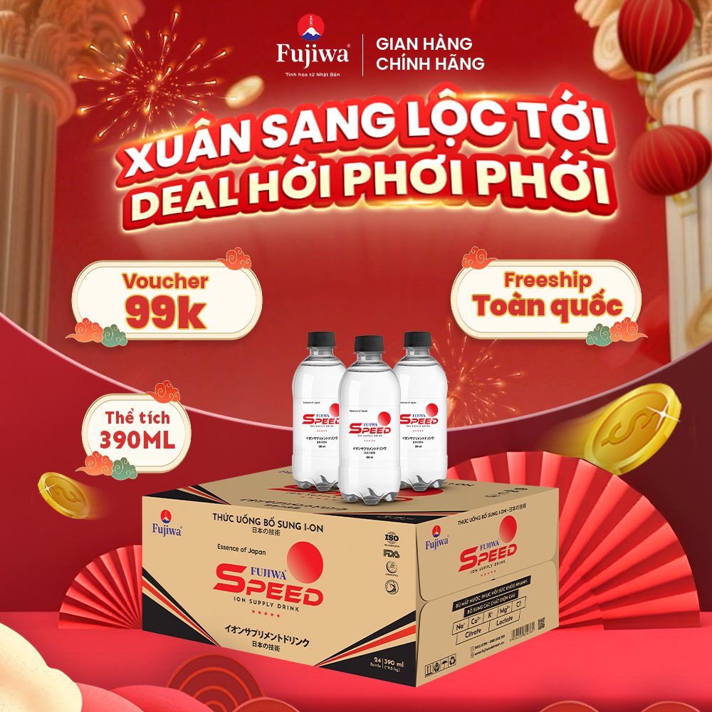 Fujiwa SPEED Nước bổ sung ion Chai 550ml (Thùng 24 Chai) - Giúp bù khoáng, hồi phục năng lượng nhanh