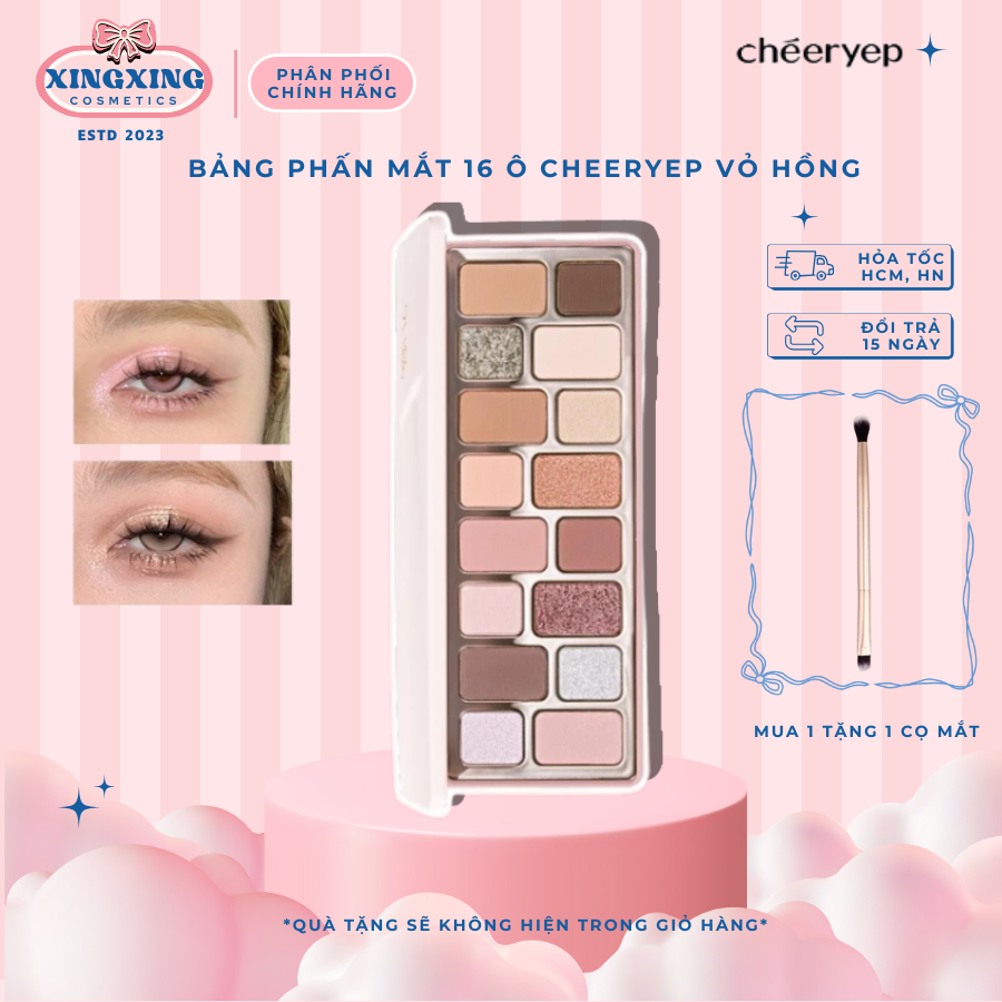 【HÀNG CTY】CHEERYEP Bảng Phấn Mắt QianYan Cheeryep 16 Ô Chính Hãng Tone Màu Đa Dạng, Nhũ Lì XINGXINGC