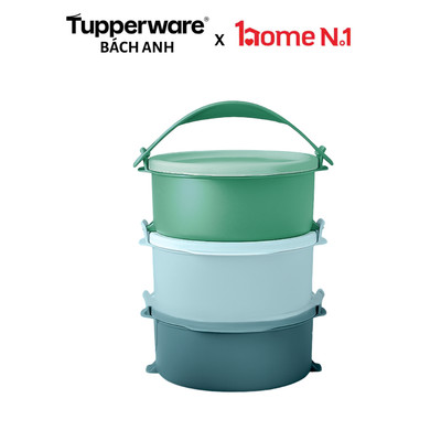 [NEW TUP] Bộ hộp cơm Tupperware Small Round Click To Go 550ml (3 hộp) - Dùng được lò vi sóng - Nhựa nguyên sinh