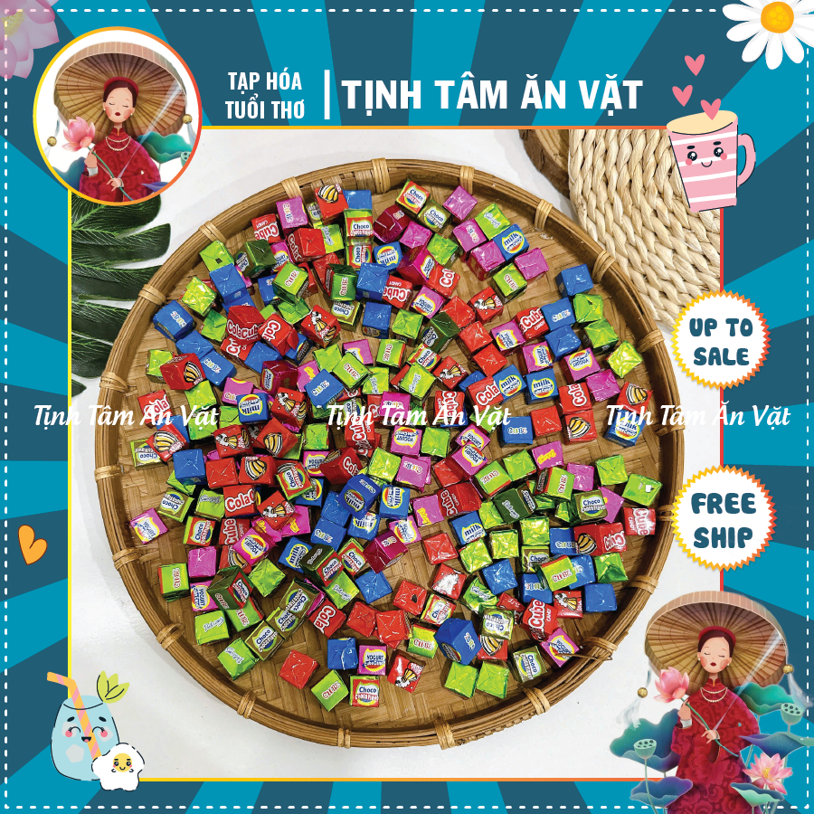 [50 VIÊN] Kẹo sữa socola cube Doten Mix Vị, choco cube candy, thơm ngon hấp dẫn