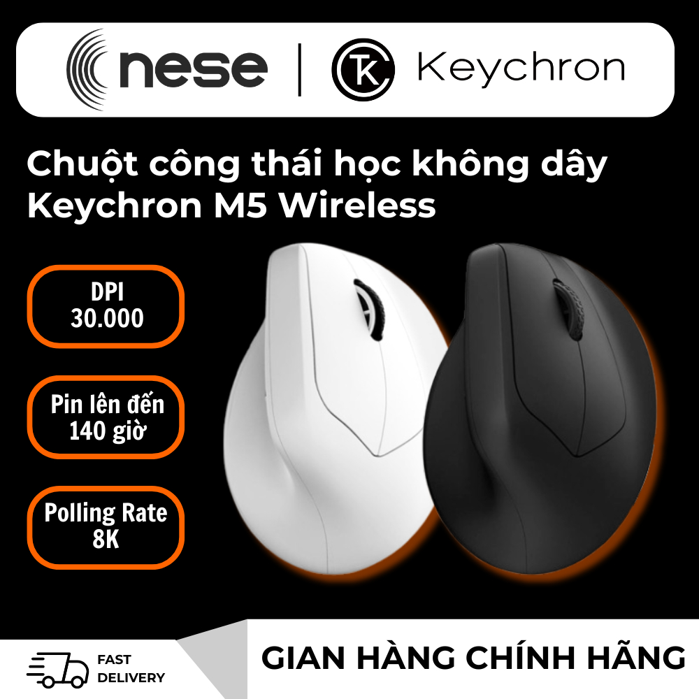 Chuột Keychron M5 Wireless – Chuột Không Dây Ergonomic 8K Polling | Chính Hãng