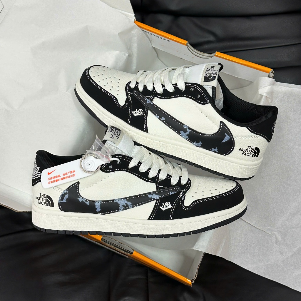 Giày Thể Thao Travis Scott Low x The North Face – Sneaker Nam Nữ JD Travis Màu Trắng Đen Cao Cấp