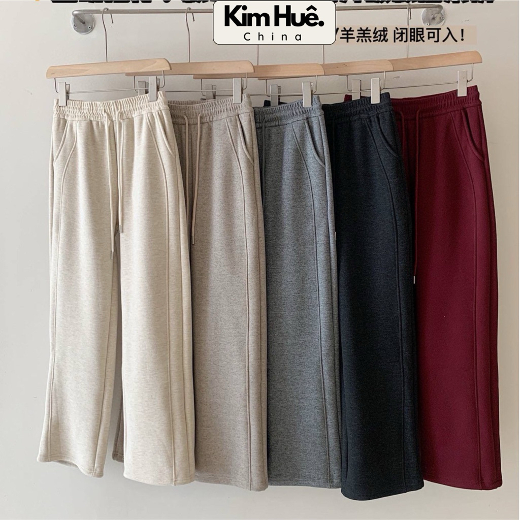 (Oder China) Quần ống suông lót lông dày