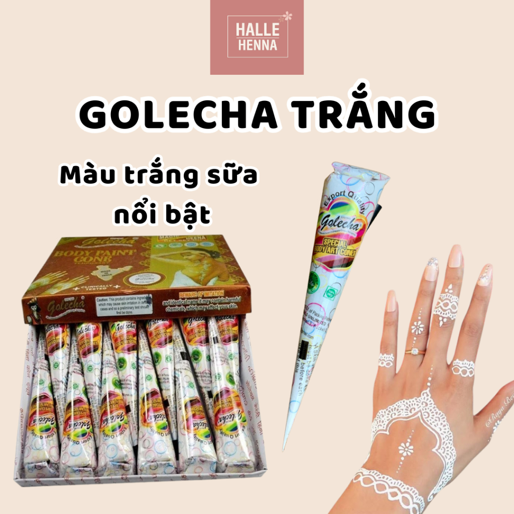 Mực Vẽ Henna Trắng GOLECHA White Ấn Độ 25g – Henna Xăm Tạm Thời Chụp Ảnh, Lookbook