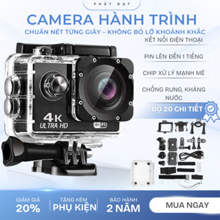 Camera hành trình 4K Chống rung, Chống nước, Camera đi phượt gắn trên xe máy, Ô tô, Mũ bảo hiểm