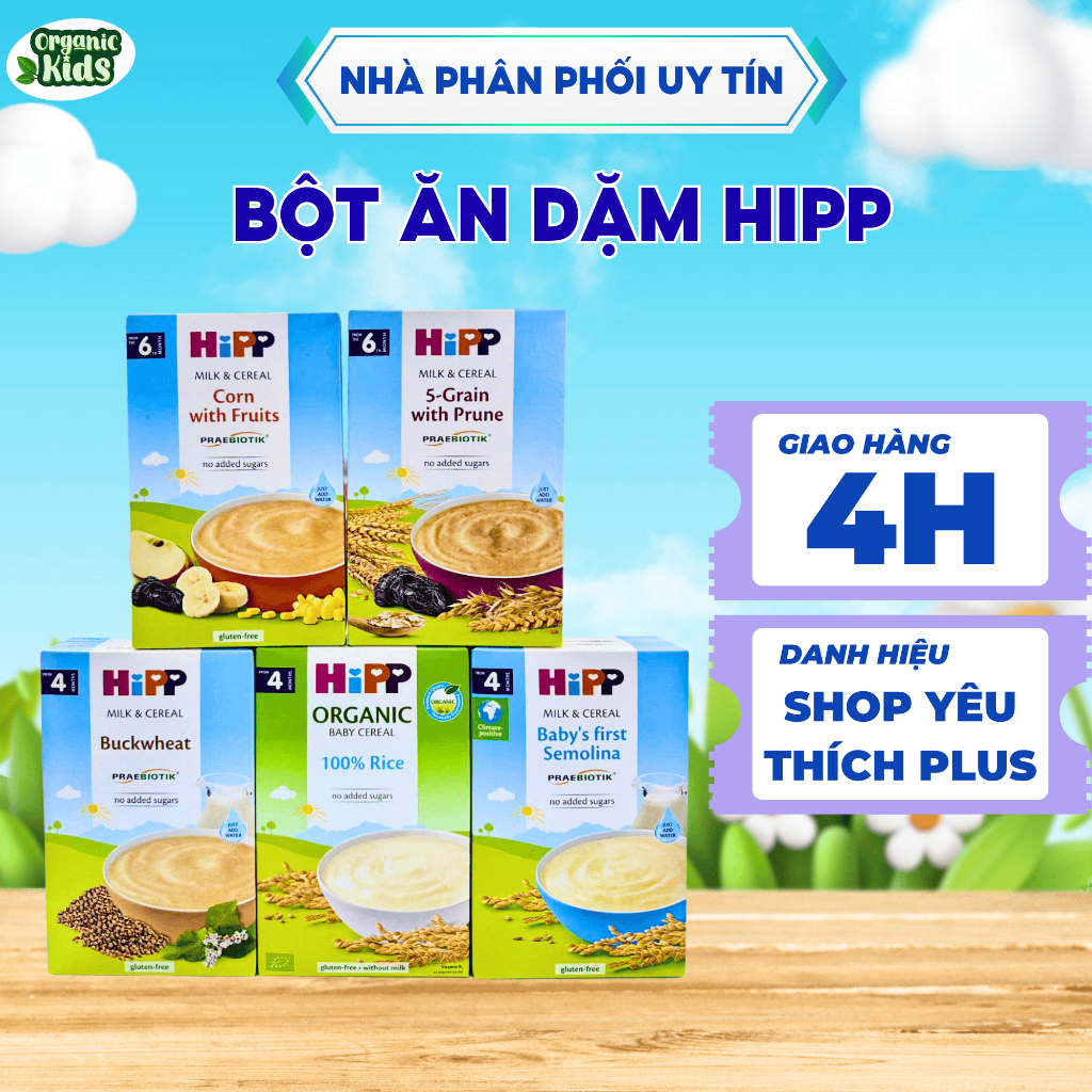 Bột Ăn Dặm HiPP Cho Trẻ Từ 4-6 Tháng Bổ Sung Vitamin Chất Xơ Dễ Tiêu Hoá Ngừa Táo Bón 250g