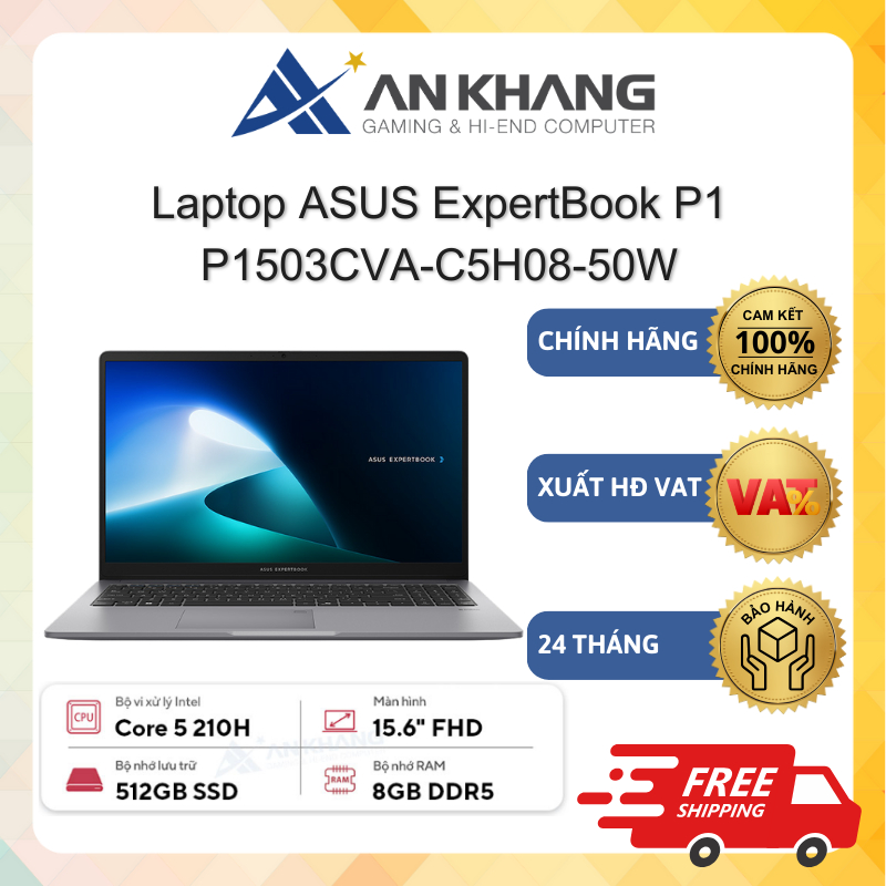 Laptop ASUS ExpertBook P1 P1503CVA-C5H08-50W (Core 5-210H/8GB/512GB SSD/15.6" FHD/Win 11) Chính hãng