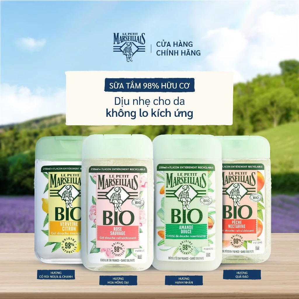 [VHL x Le Petit Marseillais] Gel Tắm Hữu Cơ 98% Thiên Nhiên Le Petit Marseillais Nhiều Mùi Hương 250