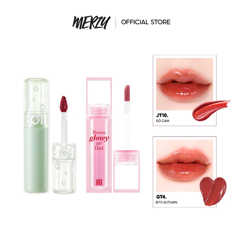COMBO 2 Son Tint Bóng FOIF Juicy Fit Tint 3g + Son Tint Bóng Merzy Bisous Glowy Gel Tint 4g