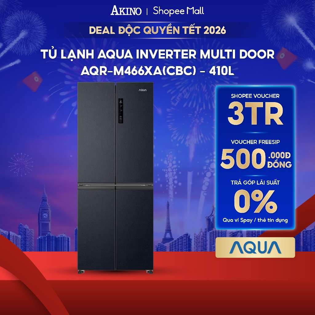 Tủ lạnh Aqua Multi Door Inverter 410 lít AQR-M466XA(CBC) - Hàng Chính Hãng