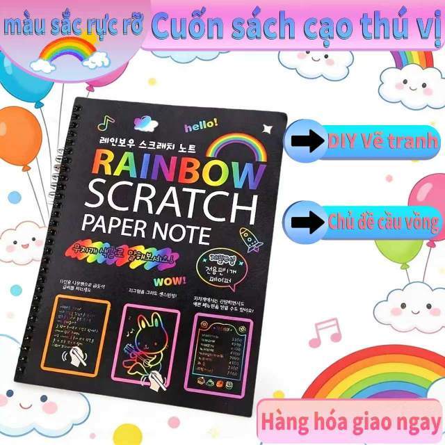 Sổ vẽ ma thuật kích thước A4  Sổ vẽ ma thuật nhiều màu dành cho trẻ em, giúp phát triển sáng tạo, học vẽ và giải trí thô
