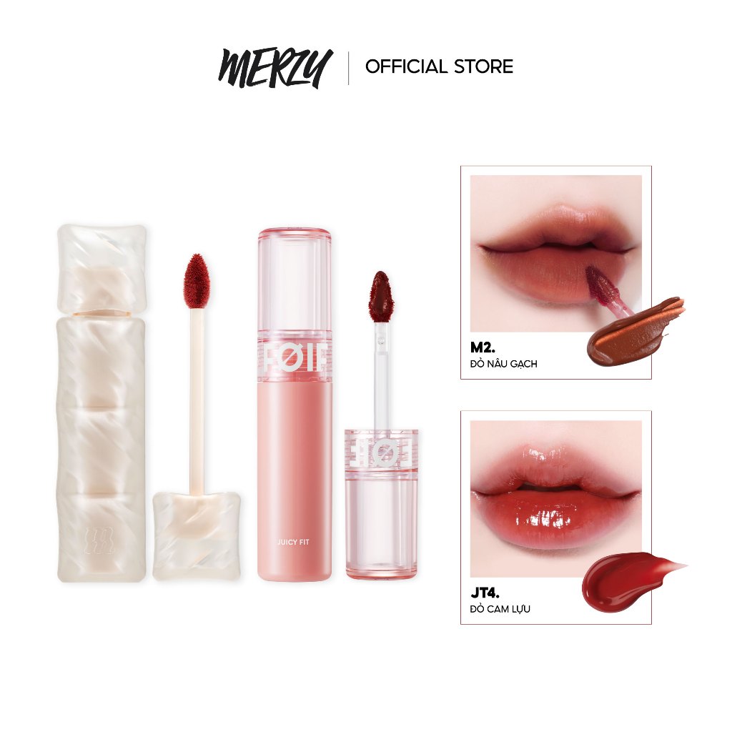 COMBO 2 Son Kem Lì Merzy Puffer Mellow Tint 3.7g + Son FOIF Juicy Fit Tint 3g