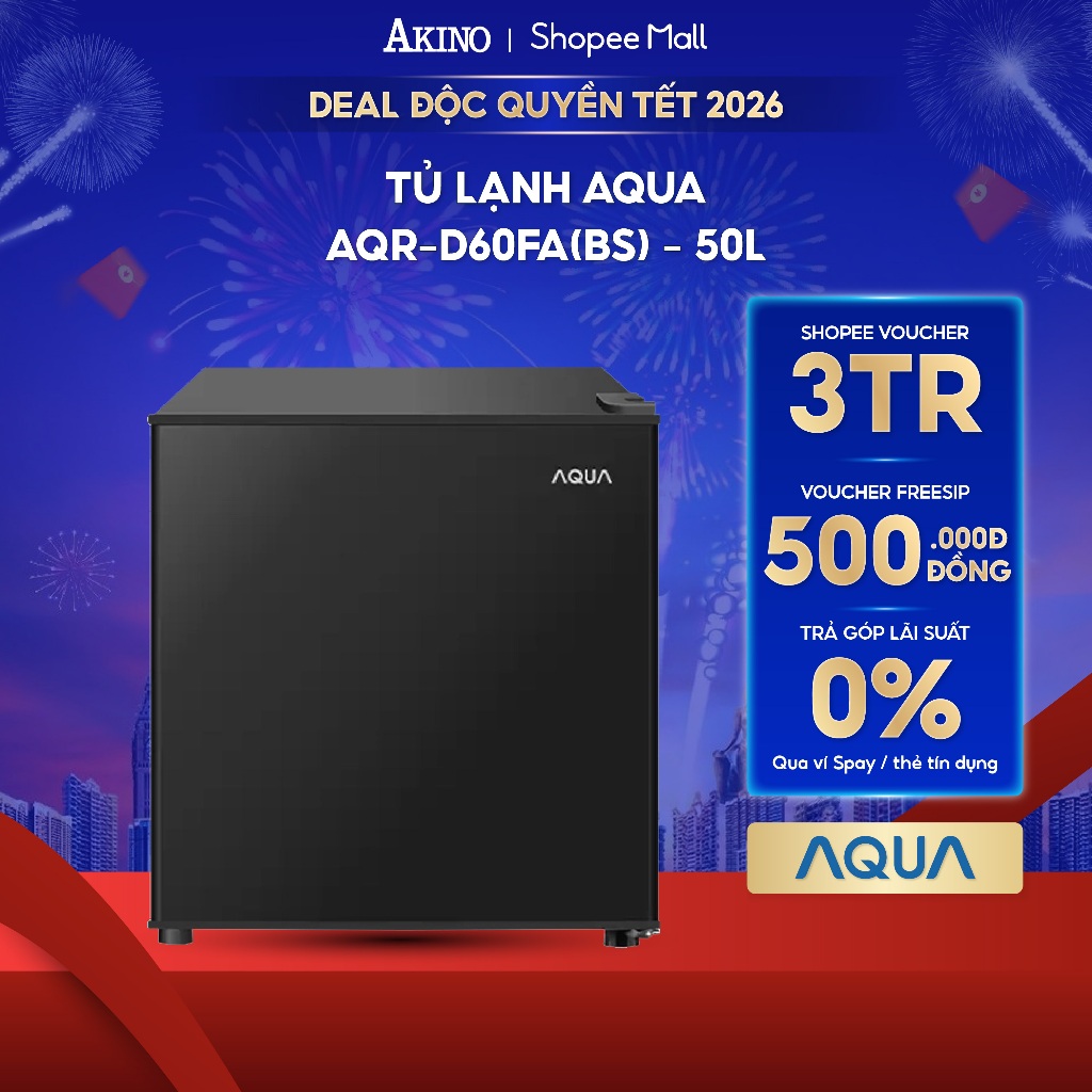 Tủ Lạnh Aqua 50 Lít AQR-D60FA(BS) - Hàng Chính Hãng