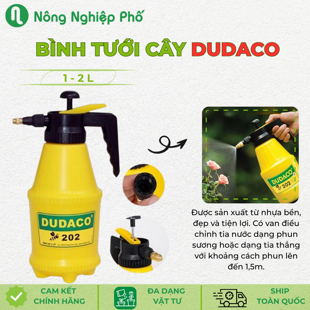 Bình Xịt Tưới Cây Phun Sương Dudaco Nông Nghiệp Phố, Bình Tưới Cây Mini 2 Lít, Bảo Hành 1 Đổi 1
