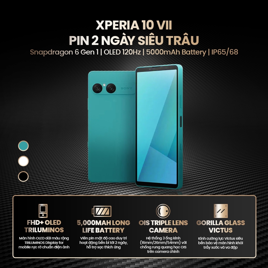 Điện thoại Sony Xperia 10 VII 128GB, Màn hình OLED 6.1" 120Hz, Pin 5000mAh dùng 2 ngày, Camera 50MP | BigBuy360 - bigbuy360.vn