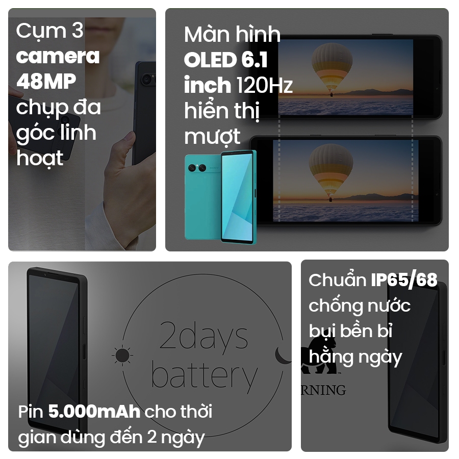 Điện thoại Sony Xperia 10 VII 128GB, Màn hình OLED 6.1" 120Hz, Pin 5000mAh dùng 2 ngày, Camera 50MP | BigBuy360 - bigbuy360.vn