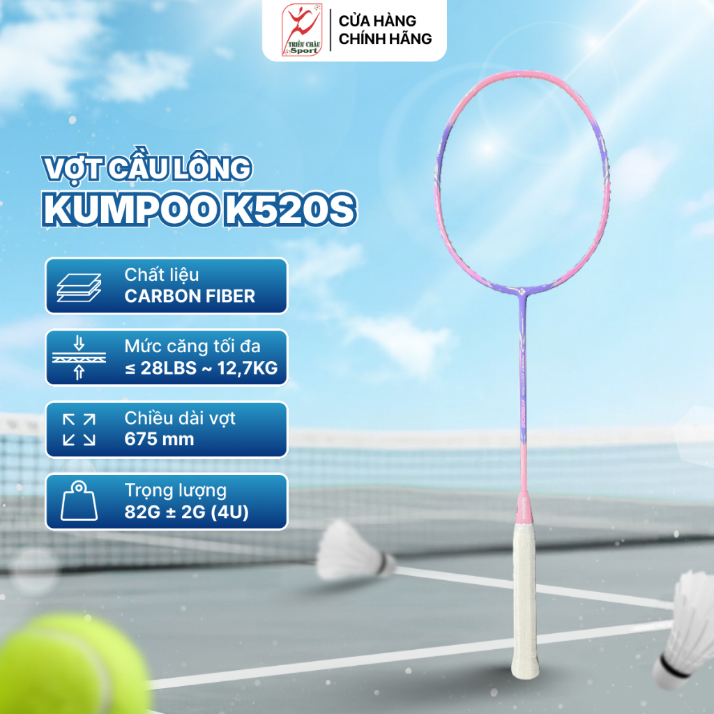 Vợt cầu lông Kumpoo K520S cân bằng thân trung bình 4U phù hợp người mới chơi công thủ toàn diện | Tr