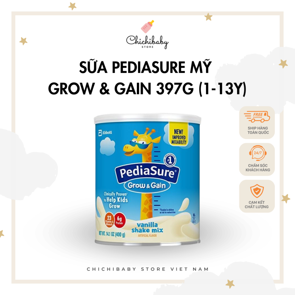 Sữa Bột PediaSure Grow & Gain Abbott Mỹ NON GMO - Hộp 400gr [ Hàng Air - ChiChiBabyStore ]