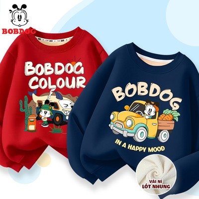 Áo sweater thu đông bé trai BOBDOG chất nỉ nhung ấm áp in hình BST ô tô cute cho bé