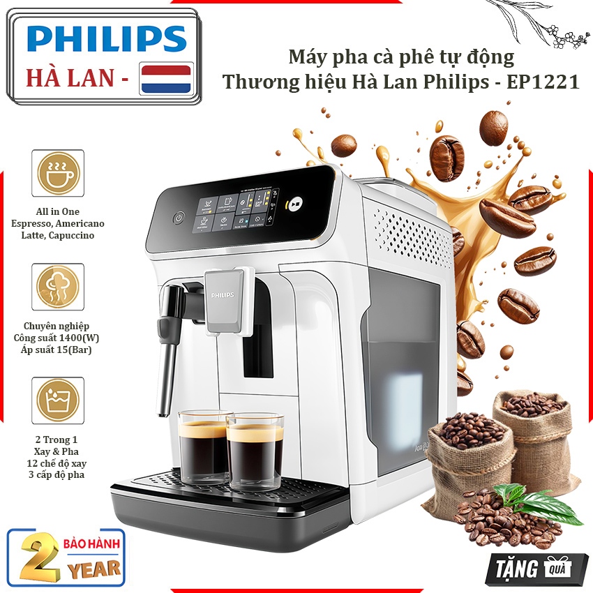 HOT - Máy pha cà phê Espresso, Americano tự động & Capuccino, Latte Thương hiệu Hà Lan Philips - EP1