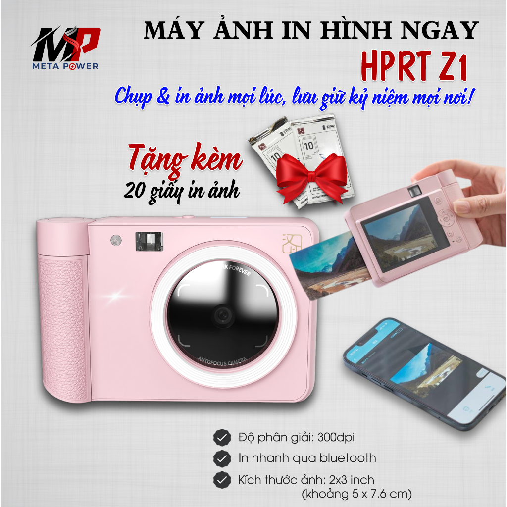 Máy Chụp Ảnh In Hình Ngay HPRT Z1 - 300 DPI - In Ảnh Nhanh Từ Điện Thoại Qua KN Bluetooth - Hỏa Tốc 