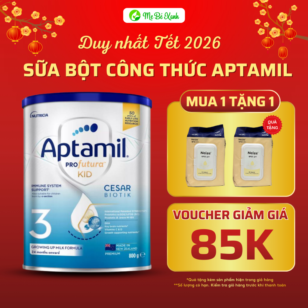 Sữa bột Aptamil New Zealand 3 hỗ trợ trẻ phát triển trí não xương khớp khỏe bổ sung vitamin lon 800g