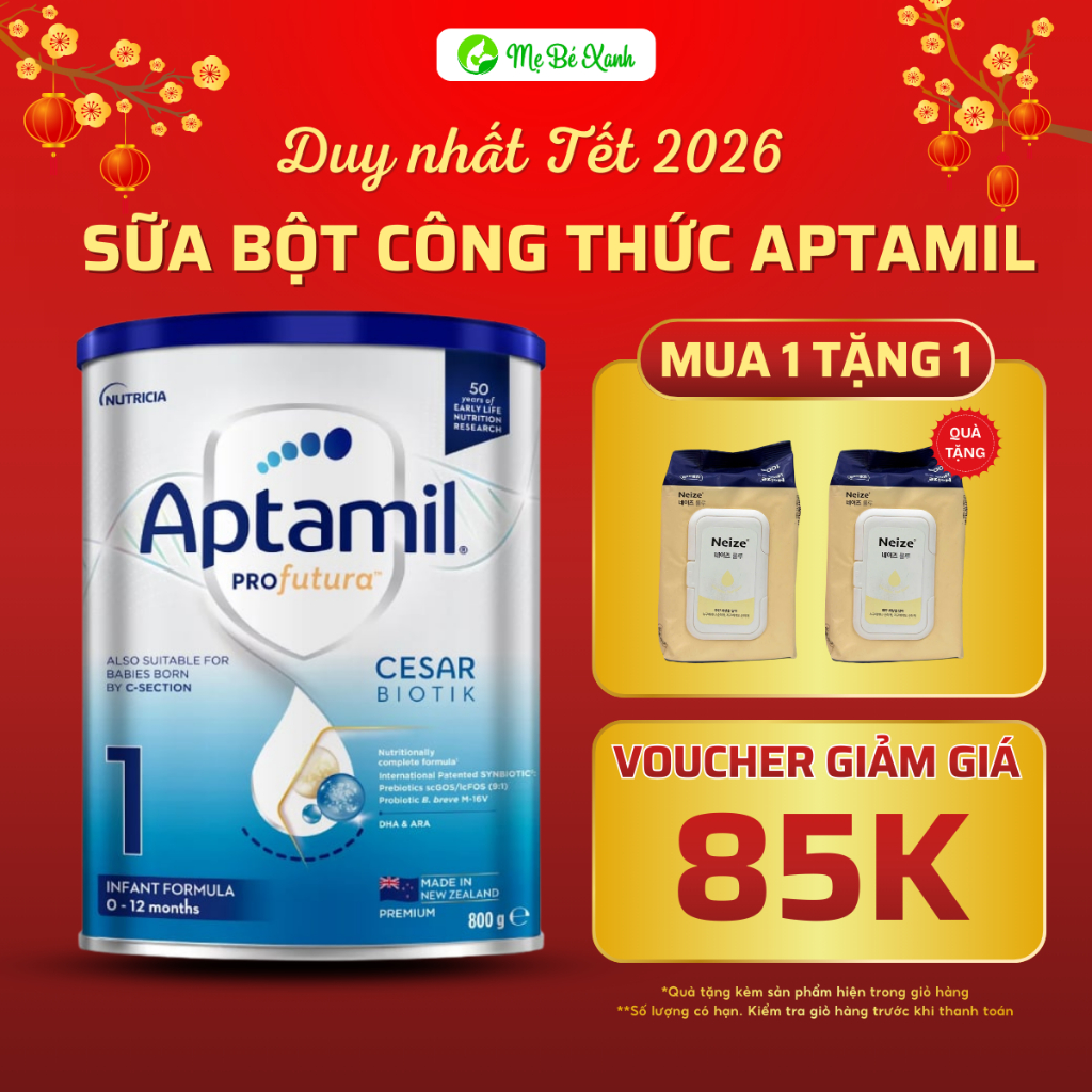 Sữa bột công thức Aptamil New Zealand 1 giúp khỏe mạnh, phát triển trí não, hỗ trợ tiêu hóa lon 800g