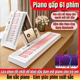 Đàn piano điện Bluetooth 61 phím cho người mới bắt đầu Dạy piano trẻ em Người lớn chơi ngẫu hứng Di động, gấp gọn được