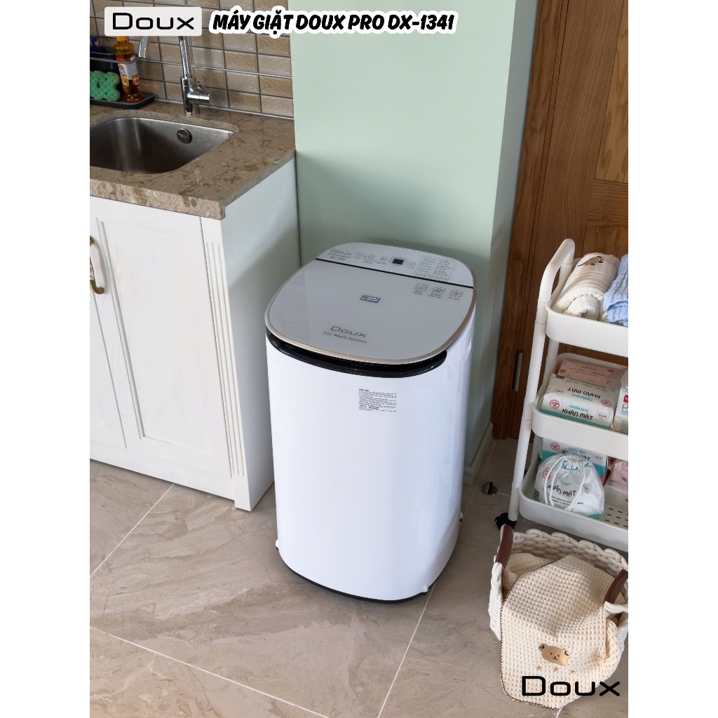 Máy Giặt Sấy Mini DOUX, Màn Hình Cảm Ứng, 12 Chế Độ Giặt Sấy, Khóa Trẻ Em An Toàn, Khối Lượng Giặt 4,5Kg
