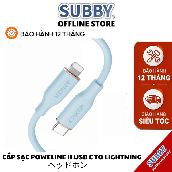 Cáp Sạc Anker PoweLine II USB C to Light A8632 Chẩt Liệu Silicon, Độ Bền Cao, Sạc Nhanh