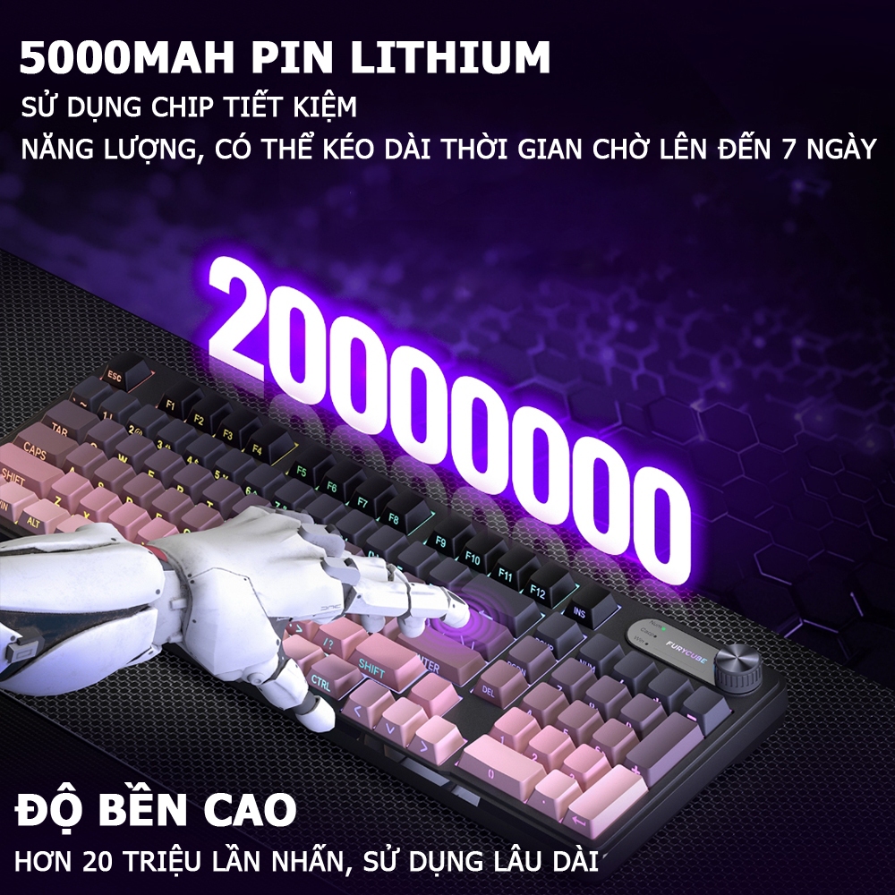 Bàn Phím Không Dây IP98 PRO, Bluetooth 2.4G USB, Không ồn, game/văn phòng, LED RGB, Có núm xoay | BigBuy360 - bigbuy360.vn