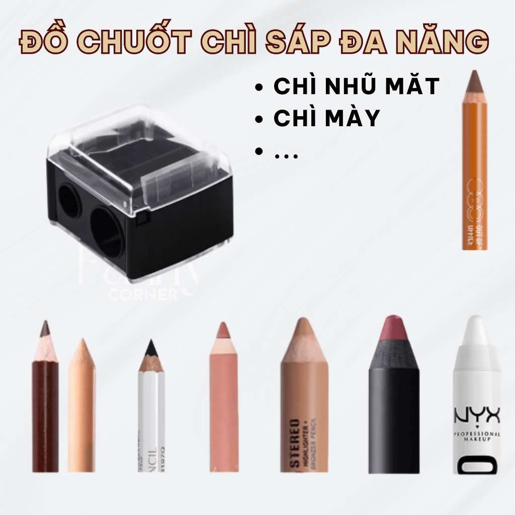 Đồ Chuốt 2 đầu Bút Chì Son môi chì kẻ mắt mềm Đa Năng gọt chì nhũ mắt chì mày