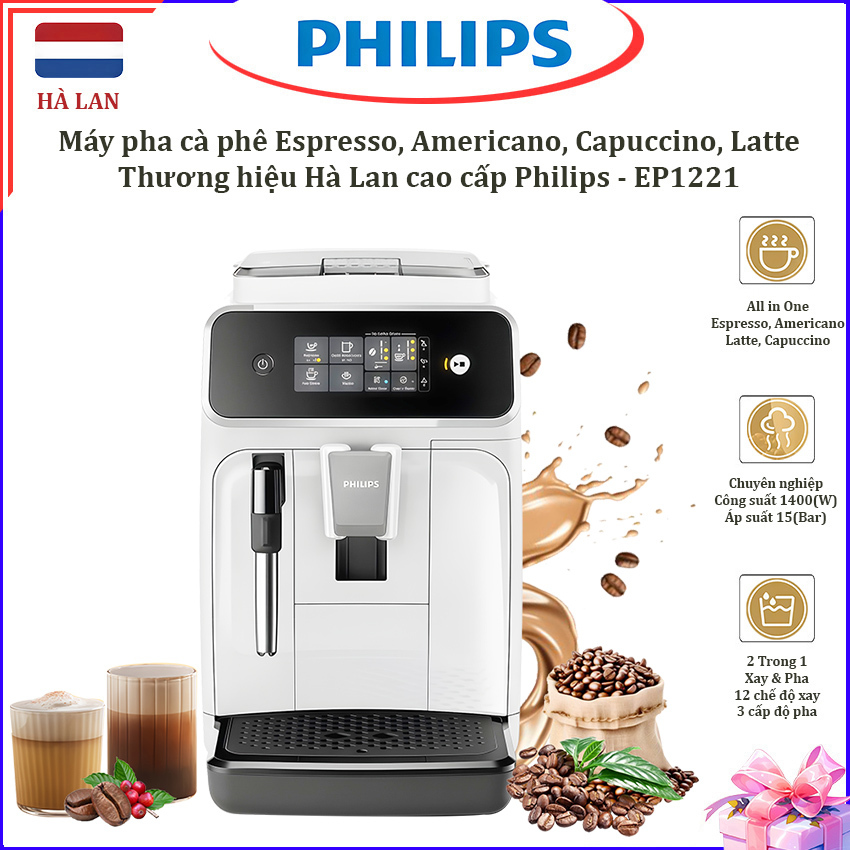 HOT - Máy pha cà phê Espresso, Americano tự động và Capuccino, Latte Thương hiệu Hà Lan cao cấp Phil