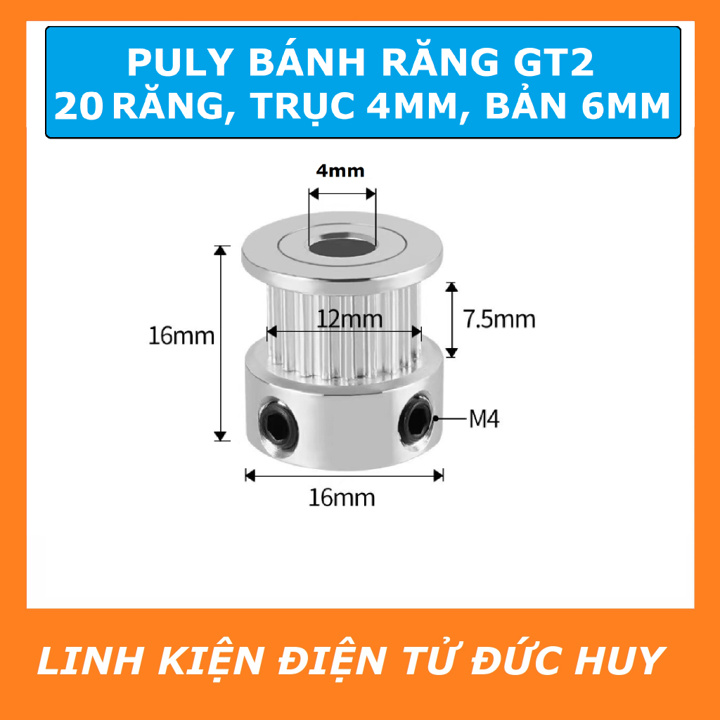 Puly bánh răng nhôm GT2, 6mm, 10mm 20 răng, 30 răng, 36 răng, 40 răng, 48 răng, 60 răng, 80 răng