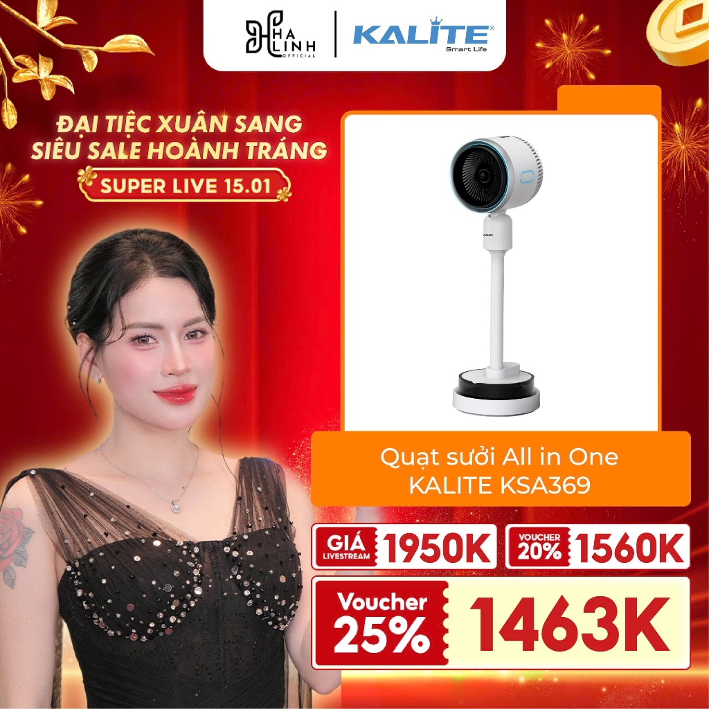 (Võ Hà Linh x Kalite)Quạt sưởi thông minh All in One Kalite KSA369 - Máy sưởi ấm, diệt khuẩn đa năng