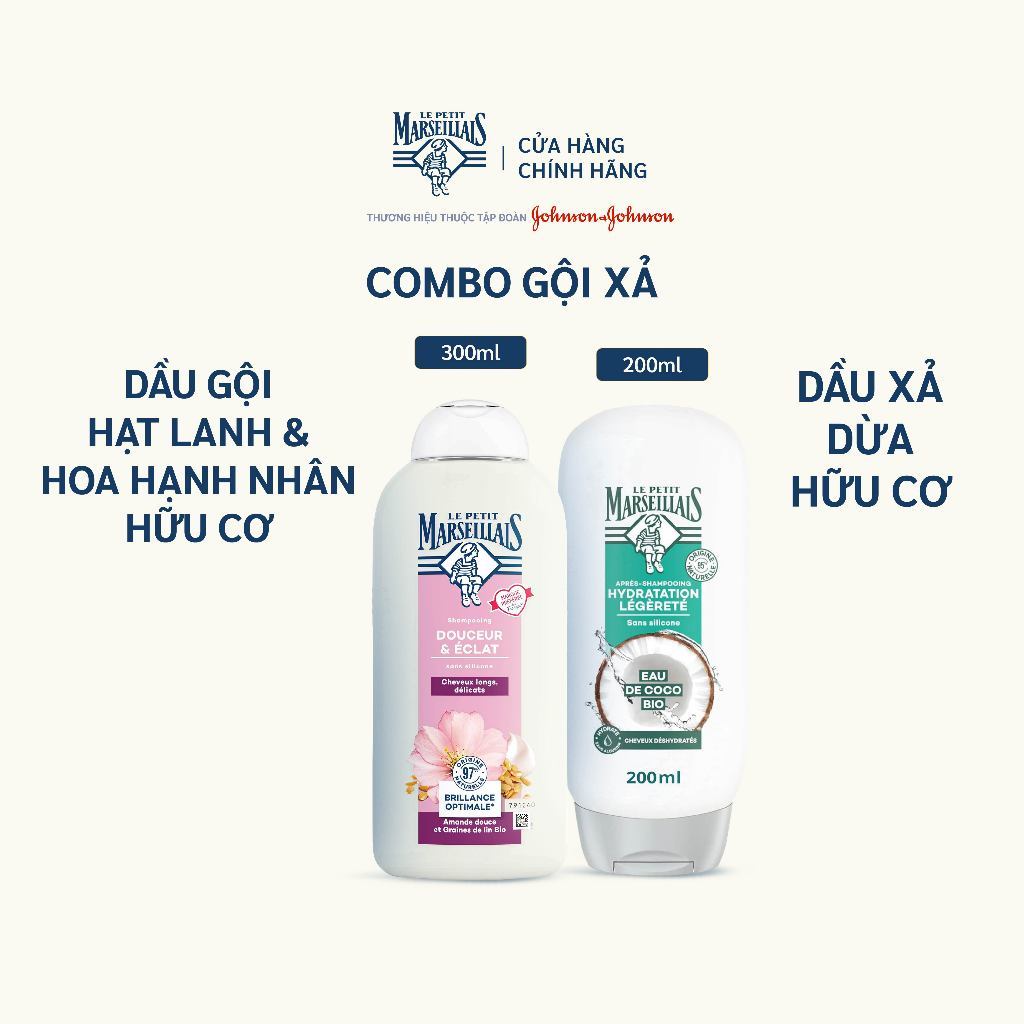 [VHL x Le Petit Marseillais] Combo Dầu Gội Xả Thiên Nhiên Chăm Sóc Tóc Le Petit Marseillais Hạt Lanh