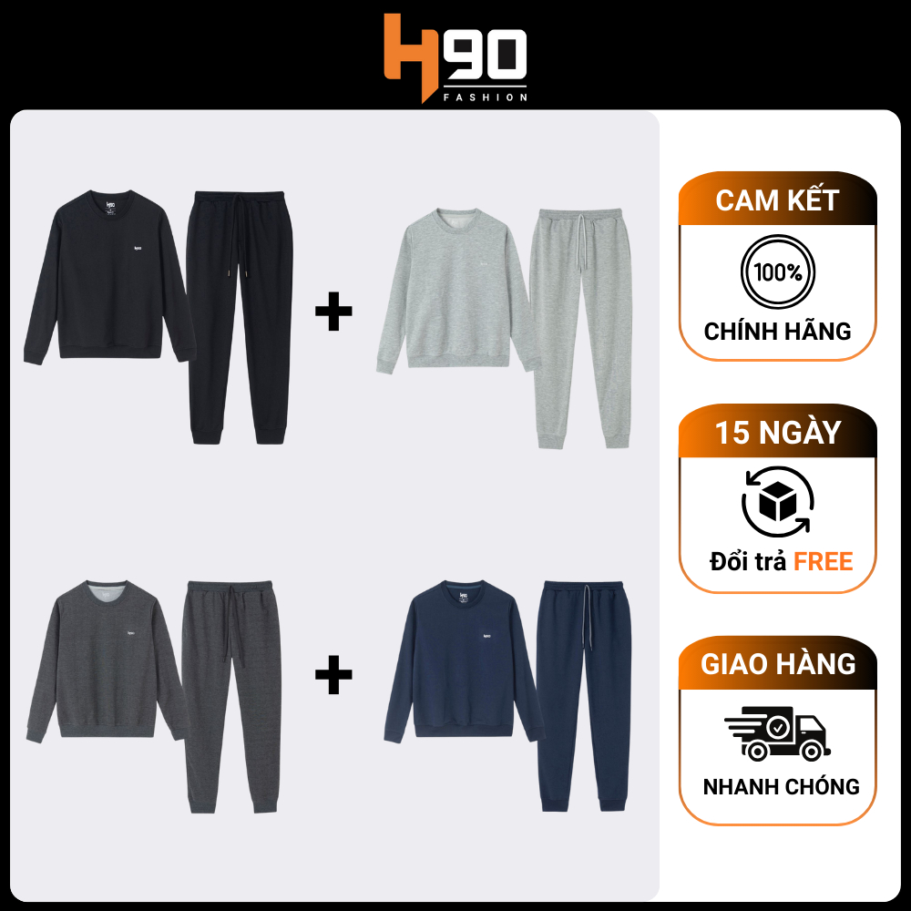 COMBO 2 Bộ Đồ Nỉ Thu Đông Thể Thao H90 Store - Chất Da Cá Co Giãn, Giữ Nhiệt,  Phong Cách - BDN01
