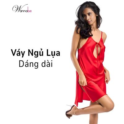 Váy ngủ dáng dài lụa latin WANNABE đầm nữ mặc ngủ sang trọng, nơ tháo mở gợi cảm trước ngực DNL02