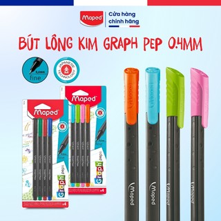 Bút lông kim 0.4mm graph peps fancy maped - set 4 màu, màu đẹp, thương hiệu pháp
