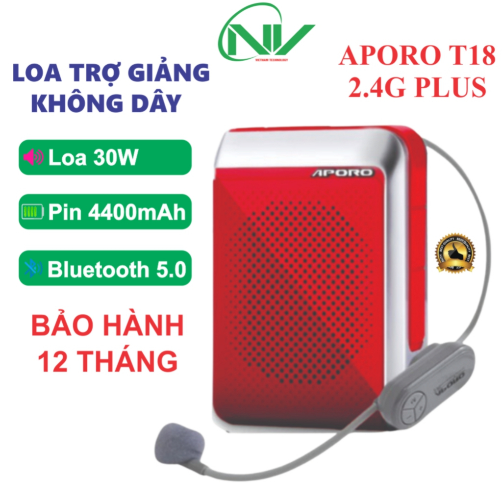 Loa máy trợ giảng không dây Aporo T18 2.4G Plus công suất 30W Bluetooth 5.0 - chính hãng Aporo