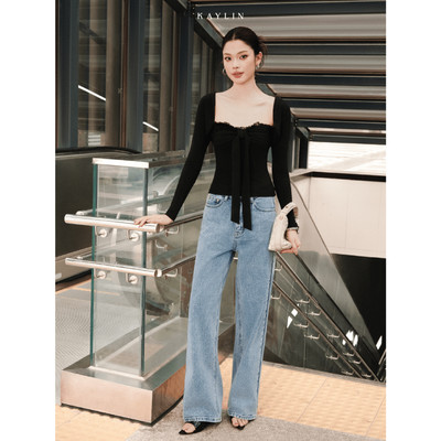 Quần Jean KAYLIN ống đứng Ella Jean form suông chất vải denim dầy dặn BST THE FIRST BREATH - Q123T1