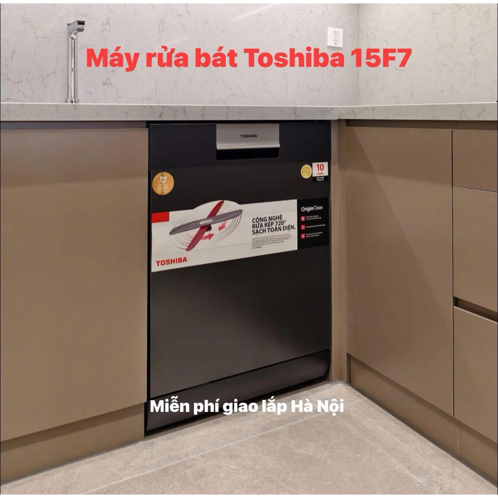 Máy rửa chén Toshiba DW-15F7(G)-VN 15 bộ sấy khí tươi + hé cửa tự động lỗi đổi 6 tháng